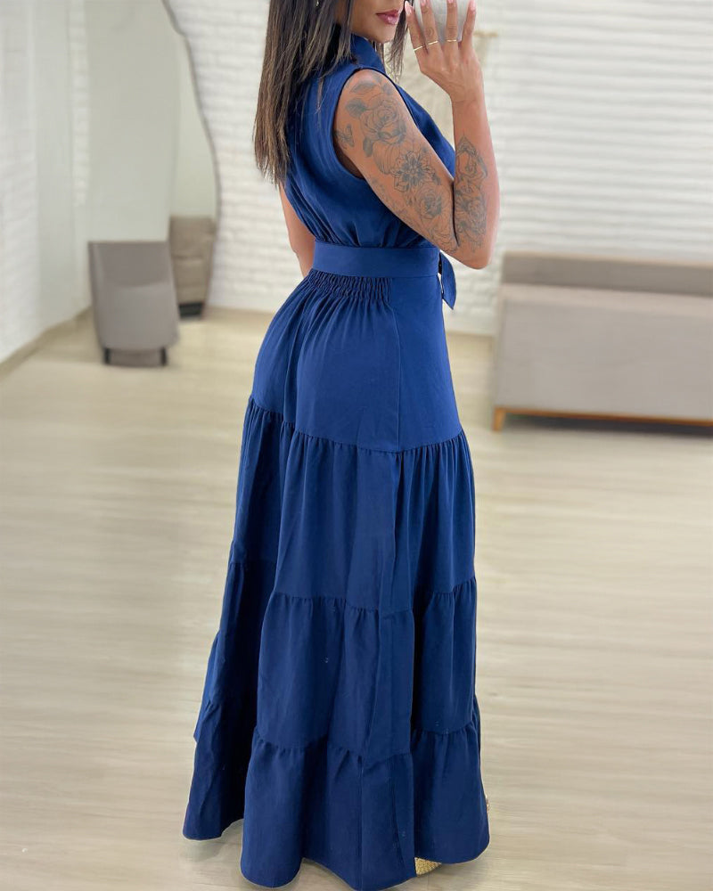 Ruched Slit Maxi Dress