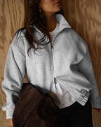 Drop-Shoulder Pocket Zip Sweatshirt