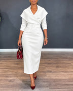 V-Neck Wrap Slit Midi Dress — Noélla Montréal