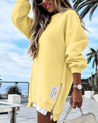 Drop-Shoulder Slit Zip Sweatshirt — Noélla Montréal