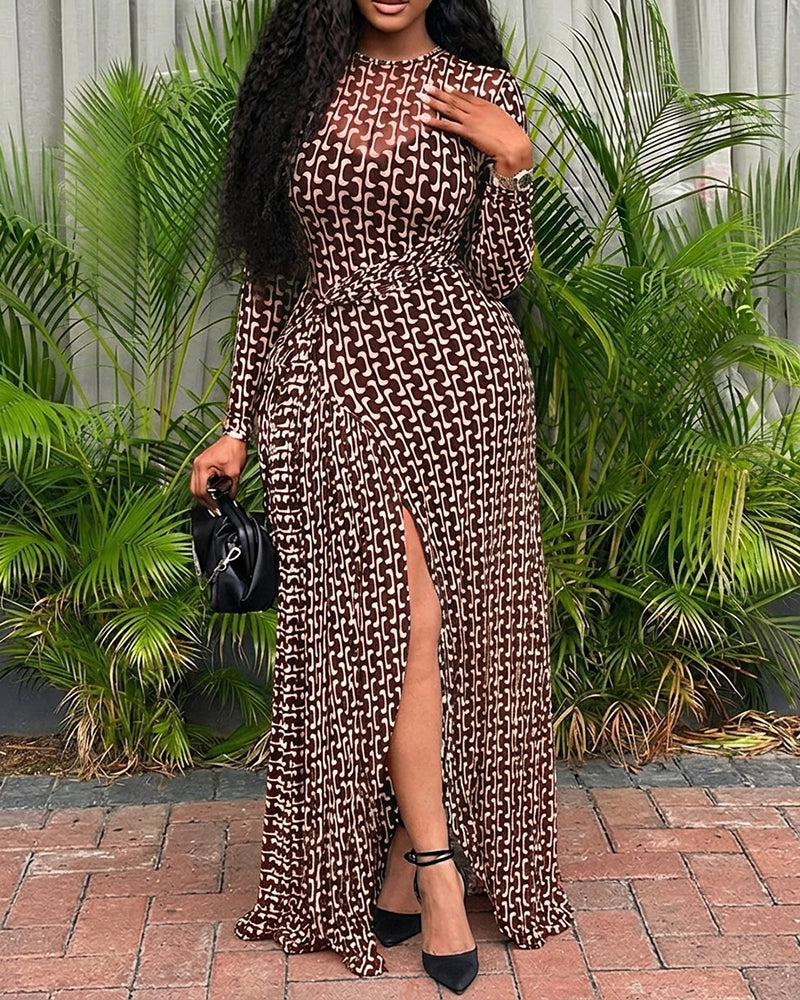Geometric Slit Maxi Dress