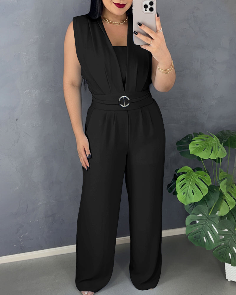 Lace V-Neck Shirred Romper