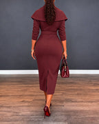 V-Neck Wrap Slit Midi Dress — Noélla Montréal