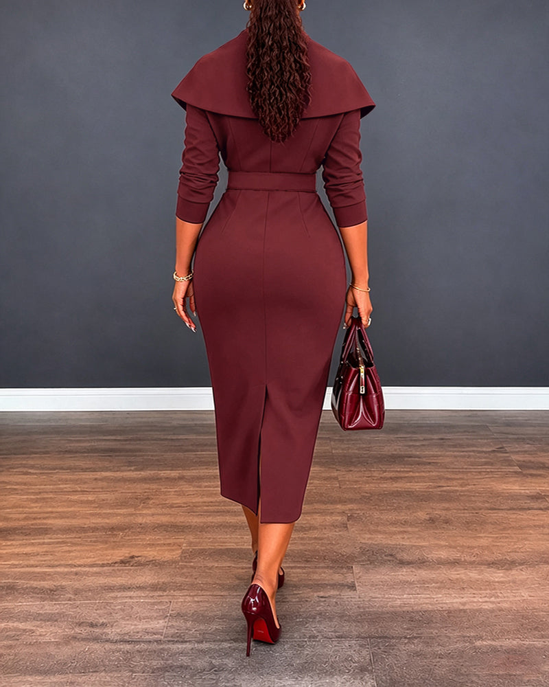 V-Neck Wrap Slit Midi Dress — Noélla Montréal