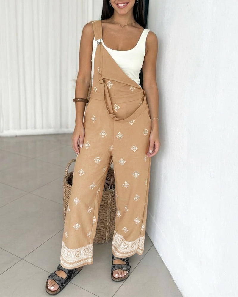 Embroidered Pocket Jumpsuit