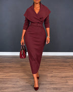 V-Neck Wrap Slit Midi Dress — Noélla Montréal