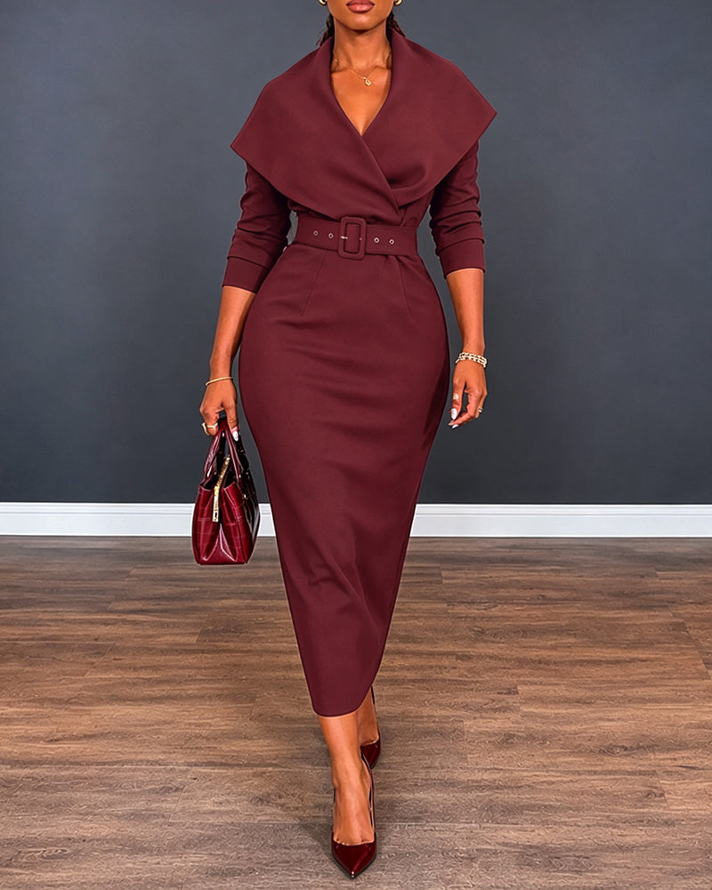 V-Neck Wrap Slit Midi Dress — Noélla Montréal