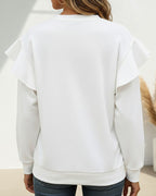Lace Ruffle Contrast Sweatshirt