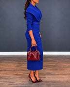 V-Neck Wrap Slit Midi Dress — Noélla Montréal