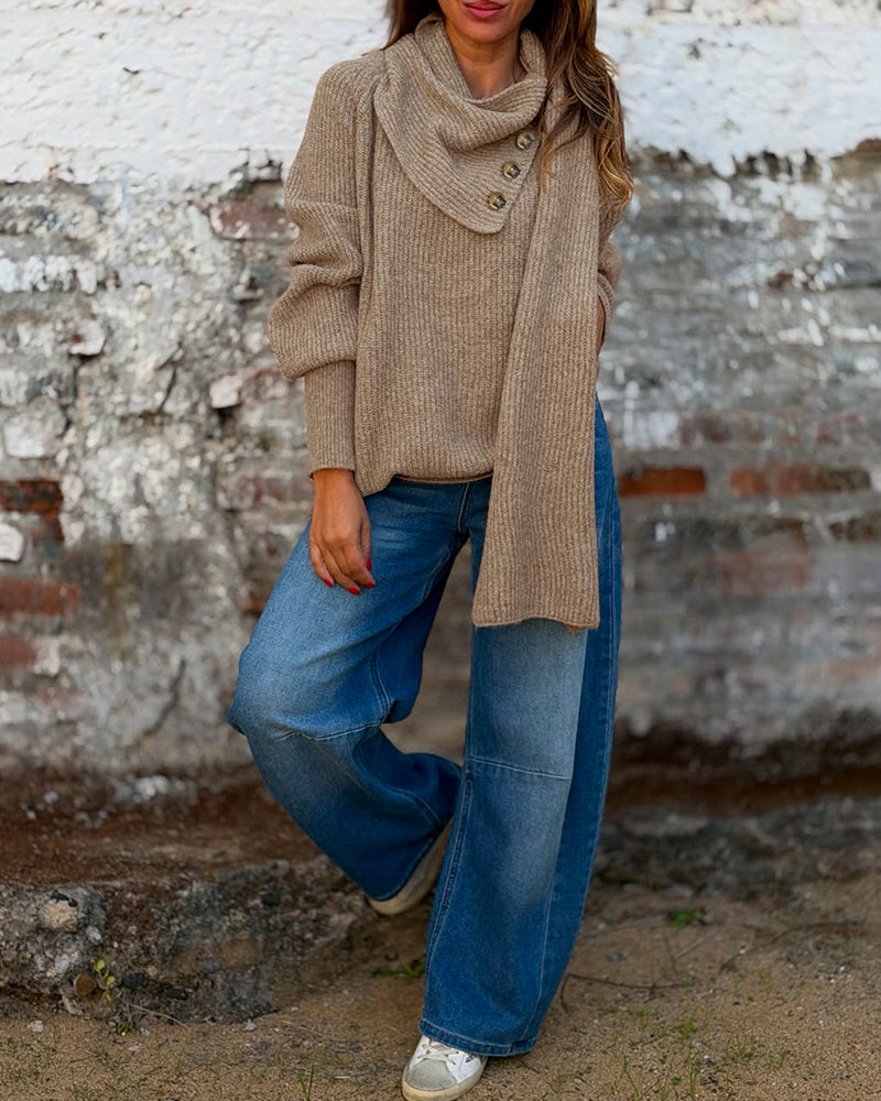 Cowl-Neck Wrap Sweater