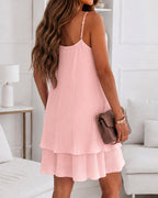 Backless Pearl Pleated Mini Dress