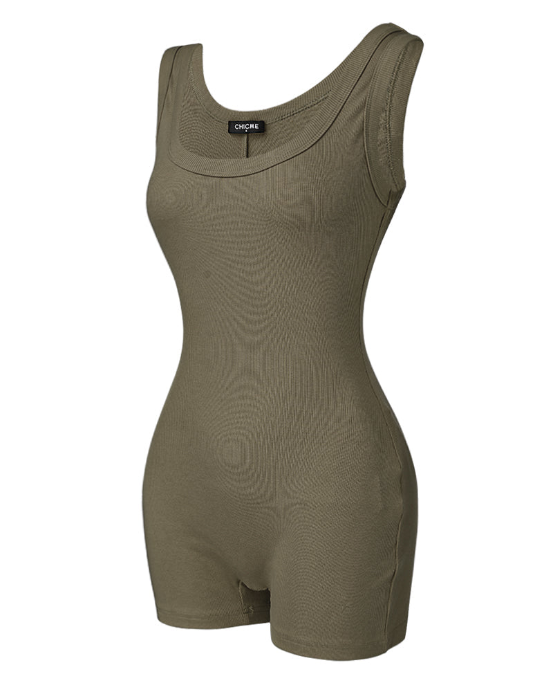 Ribbed U-Neck Romper