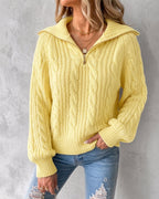 Cable-Knit Half-Zip Sweater — Noélla Montréal