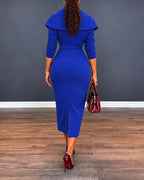 V-Neck Wrap Slit Midi Dress — Noélla Montréal