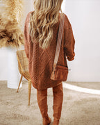 Cable-Knit Drop-Shoulder Sweater