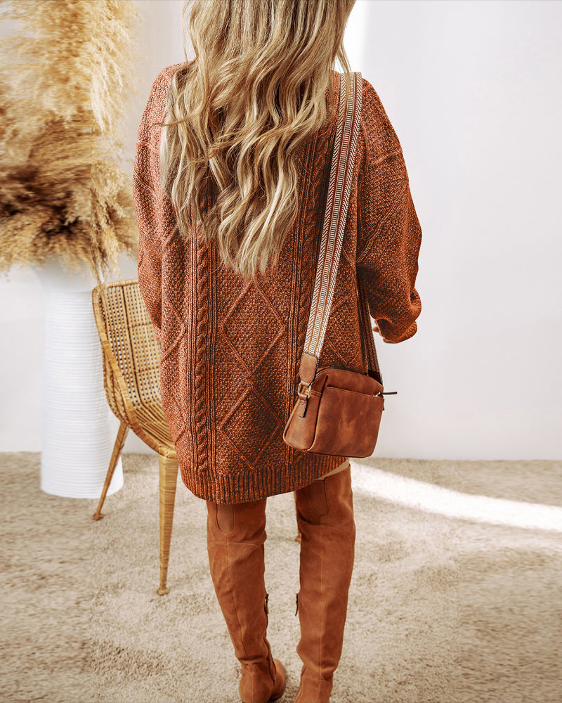 Cable-Knit Drop-Shoulder Sweater
