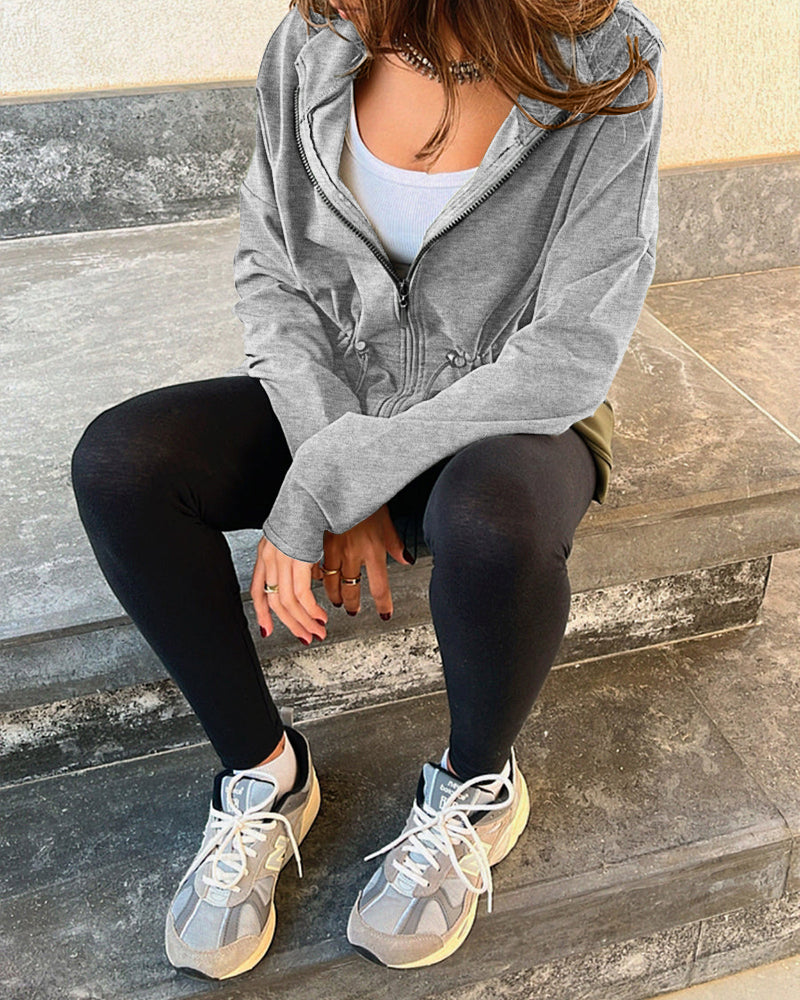 Hooded Drawstring Pocket Cardigan — Noélla Montréal