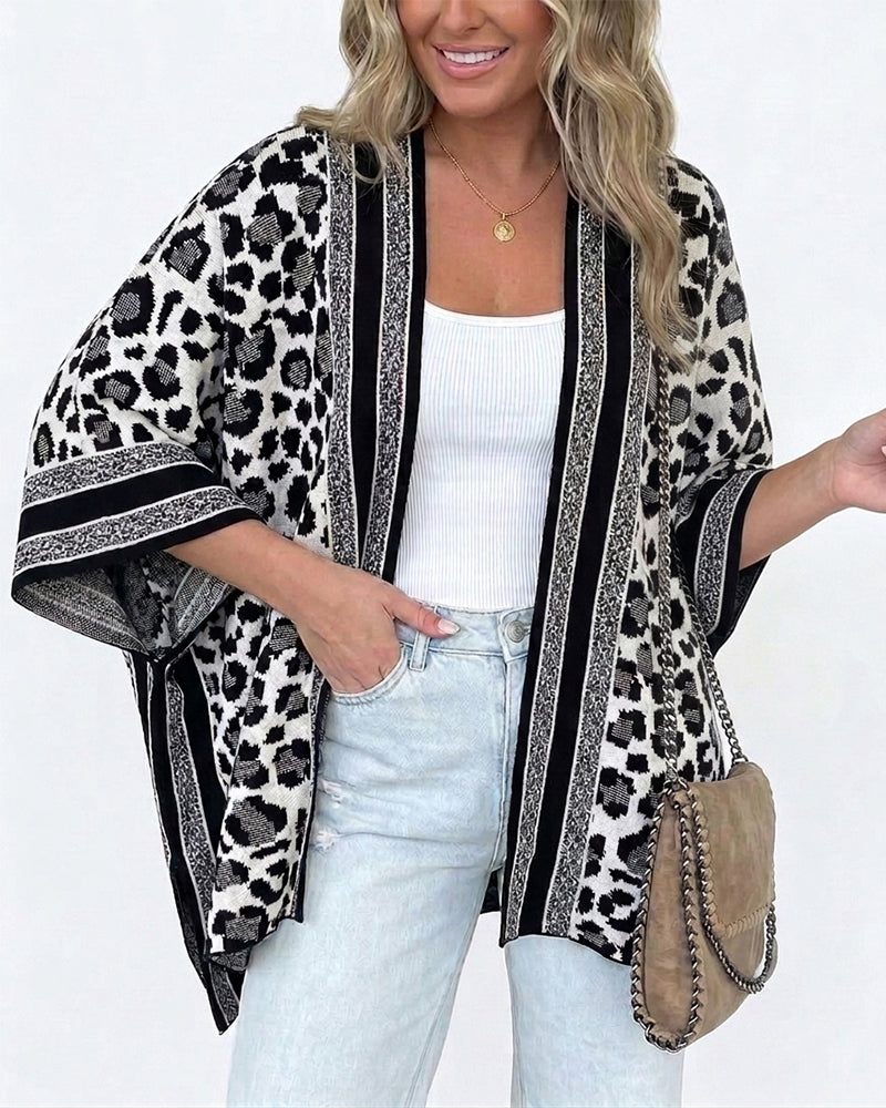 Striped Leopard Contrast Cardigan — Noélla Montréal
