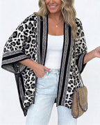 Striped Leopard Contrast Cardigan — Noélla Montréal