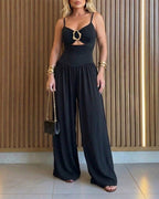 Backless Wide-Leg Cutout Romper