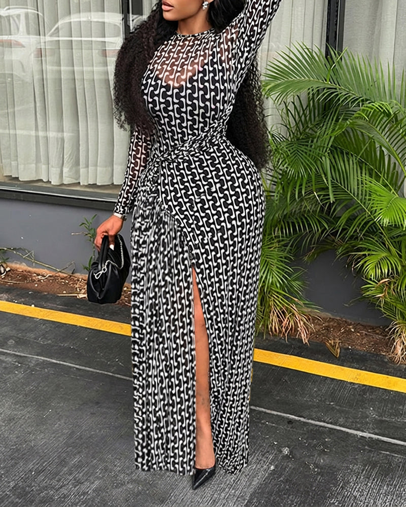 Geometric Slit Maxi Dress