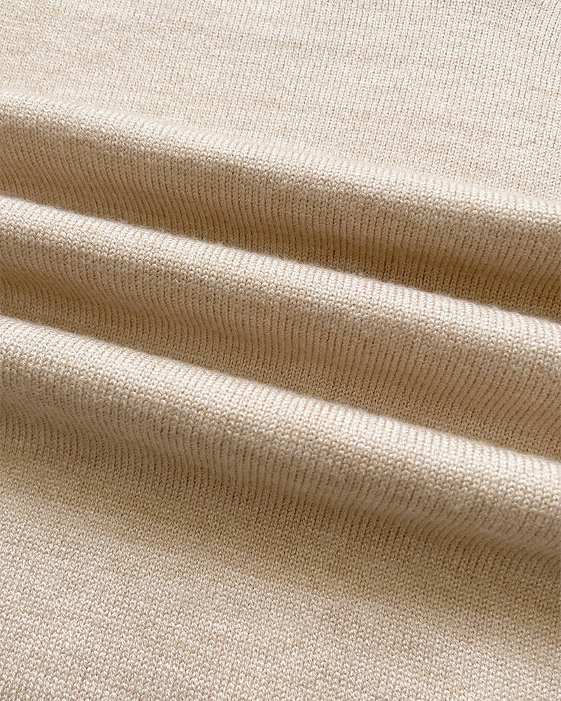 Lantern-Sleeve V-Neck Scallop-Trim Sweater — Noélla Montréal