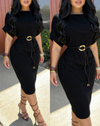 Ribbed Mock-Neck Midi Dress — Noélla Montréal