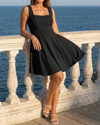 Textured Square-Neck Backless Romper
