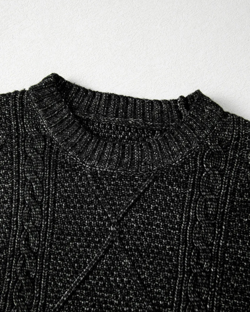 Cable-Knit Drop-Shoulder Sweater