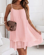 Backless Pearl Pleated Mini Dress