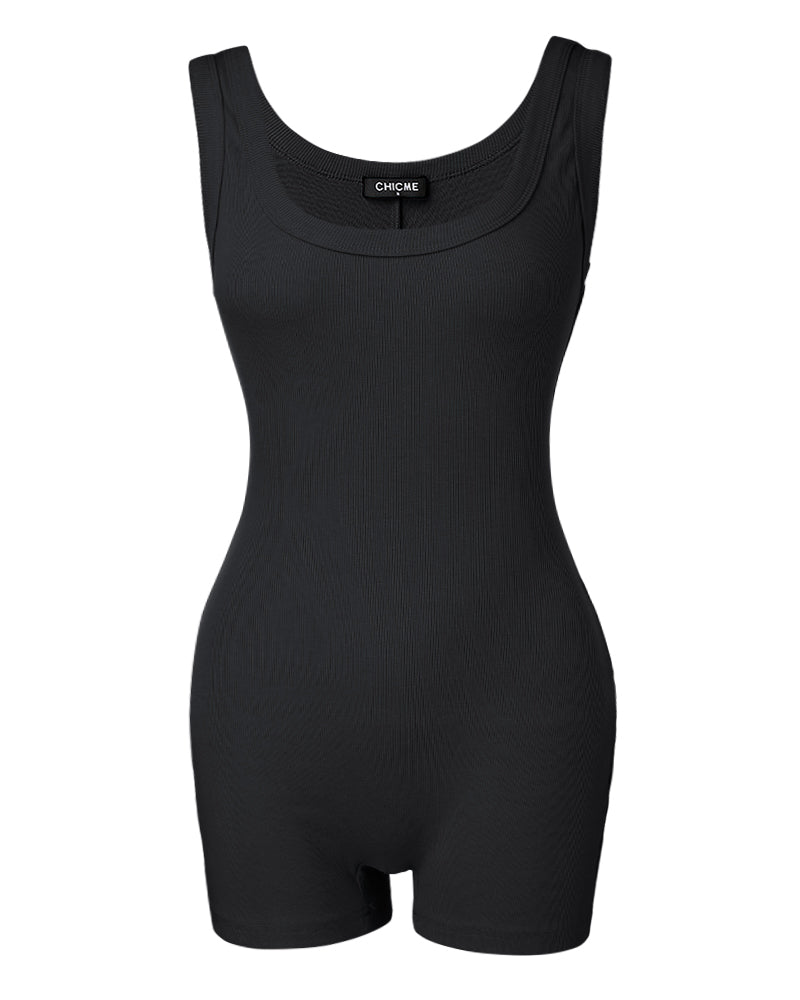 Ribbed U-Neck Romper