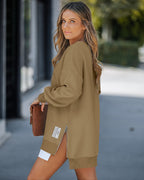 Drop-Shoulder Slit Zip Sweatshirt — Noélla Montréal