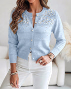 Beaded Pearl Cutout Cardigan