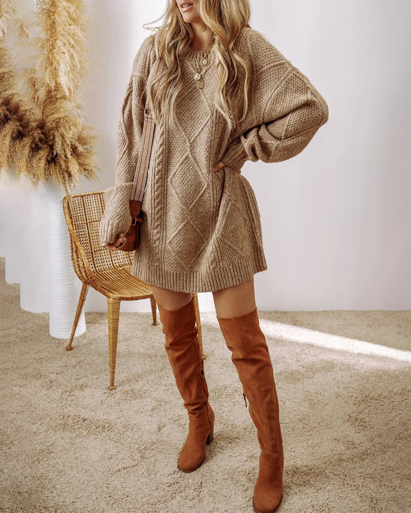Cable-Knit Drop-Shoulder Sweater