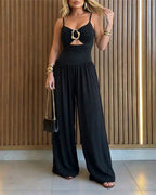 Backless Wide-Leg Cutout Romper