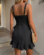 Backless Ruched Ruffle Mini Dress