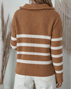 Colorblock Striped Half-Zip Sweater