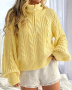 Cable-Knit Half-Zip Sweater — Noélla Montréal