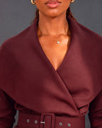 V-Neck Wrap Slit Midi Dress — Noélla Montréal