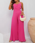 Backless Shirred Wide-Leg Jumpsuit