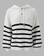 Striped Lantern-Sleeve Hooded Sweater — Noélla Montréal
