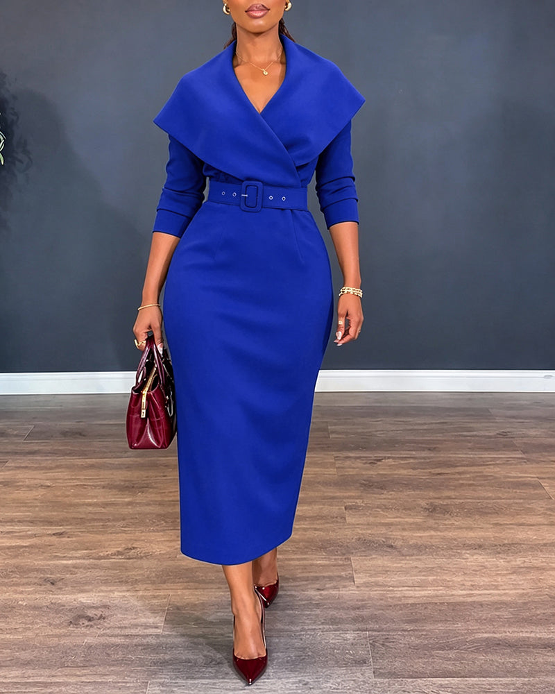 V-Neck Wrap Slit Midi Dress — Noélla Montréal
