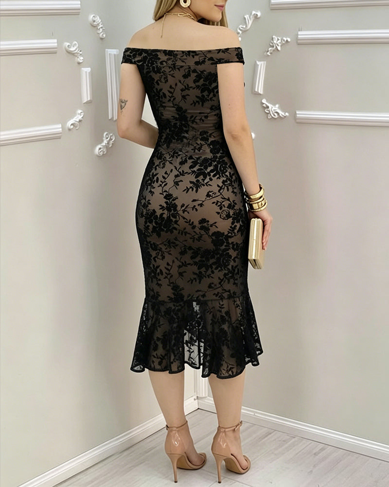 Floral Off-Shoulder Ruffle Dress