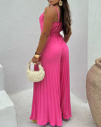 Backless Shirred Wide-Leg Jumpsuit