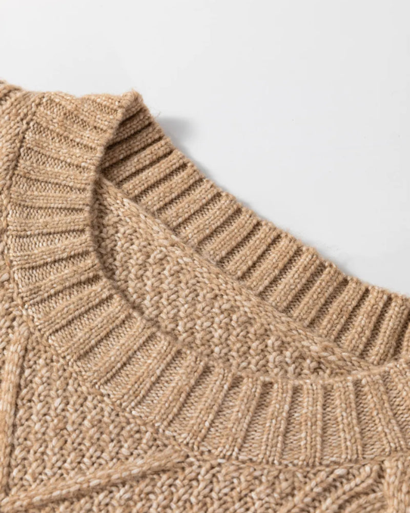 Cable-Knit Drop-Shoulder Sweater
