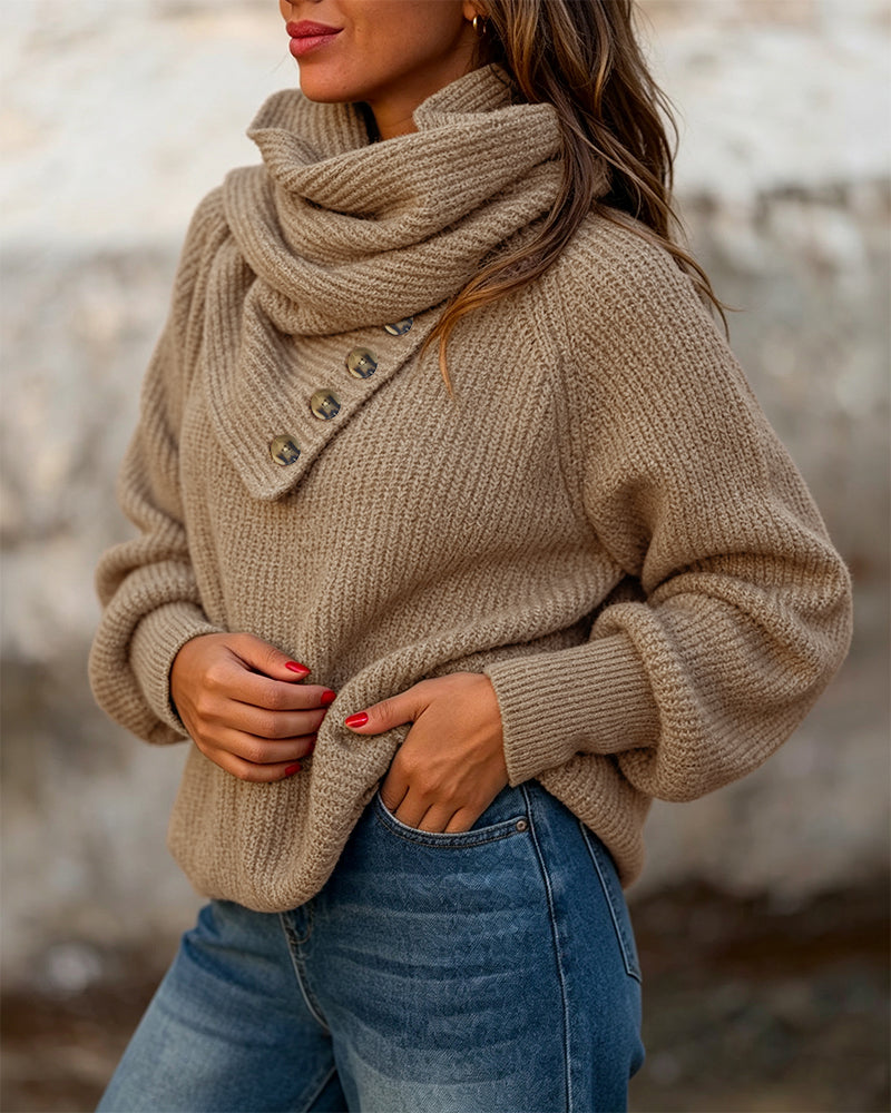 Cowl-Neck Wrap Sweater