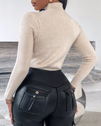 Beaded High-Neck Cutout Sweater