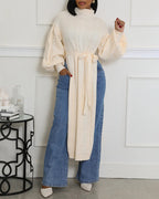 Textured Lantern-Sleeve High-Neck Sweater — Noélla Montréal