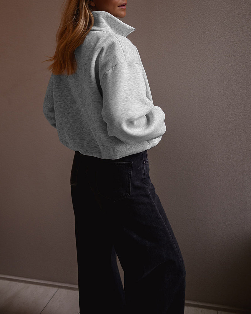 Drop-Shoulder Pocket Zip Sweatshirt