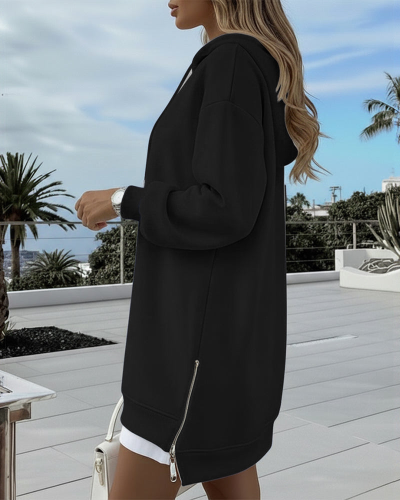 Drawstring Pocket Slit Hoodie — Noélla Montréal